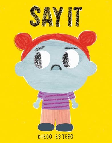 Book cover: sad child with red earmuffs on a yellow background.