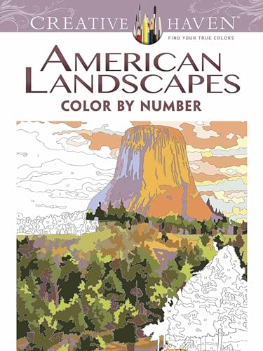 Coloring book cover with a color-by-number illustration of Devil’s Tower.