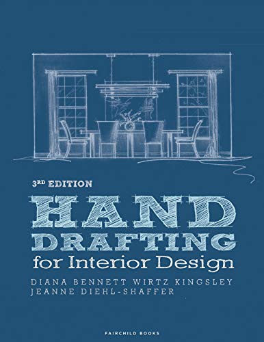 Book cover: "Hand Drafting for Interior Design" with sketched room illustration.