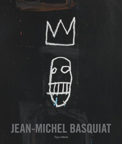 Book cover featuring Basquiat’s crown and face drawing on black background.