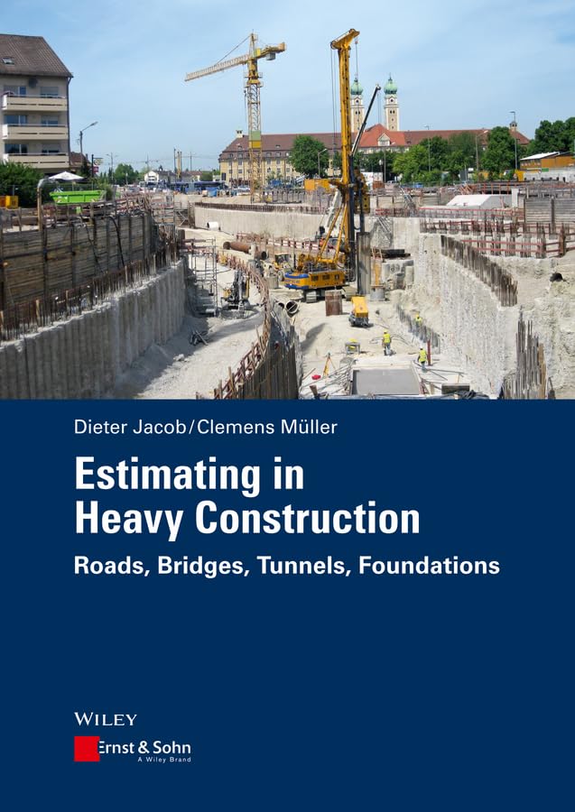 Book cover: Construction site with cranes, titled "Estimating in Heavy Construction".
