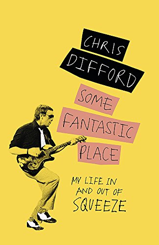 Book cover with a man playing electric guitar against a bright yellow background.
