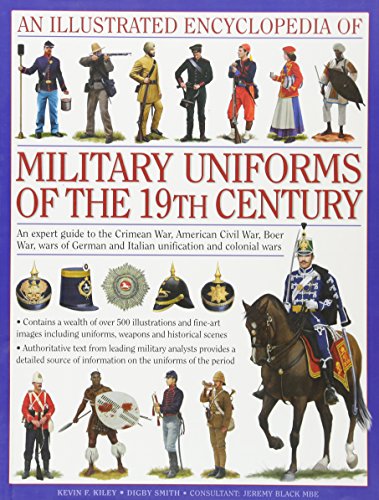 Book cover featuring illustrations of various 19th-century military uniforms and a mounted cavalryman.