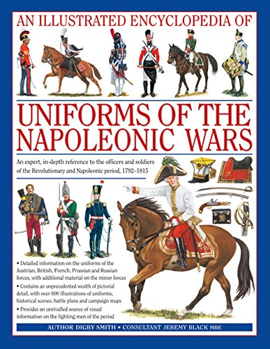 Book cover depicting detailed illustrations of Napoleonic Wars military uniforms.