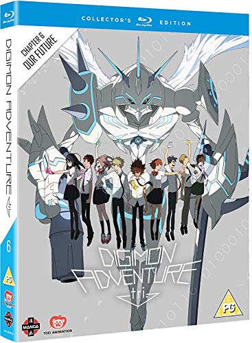 Digimon Adventure Tri Part 6 Blu-ray cover featuring robotic Digimon and characters.