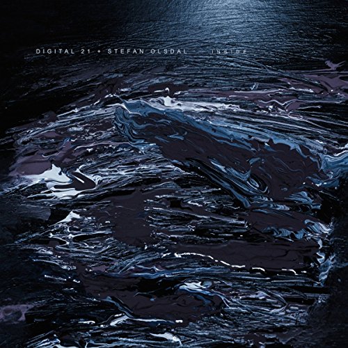 Album cover with abstract dark blue and black paint strokes and white text.