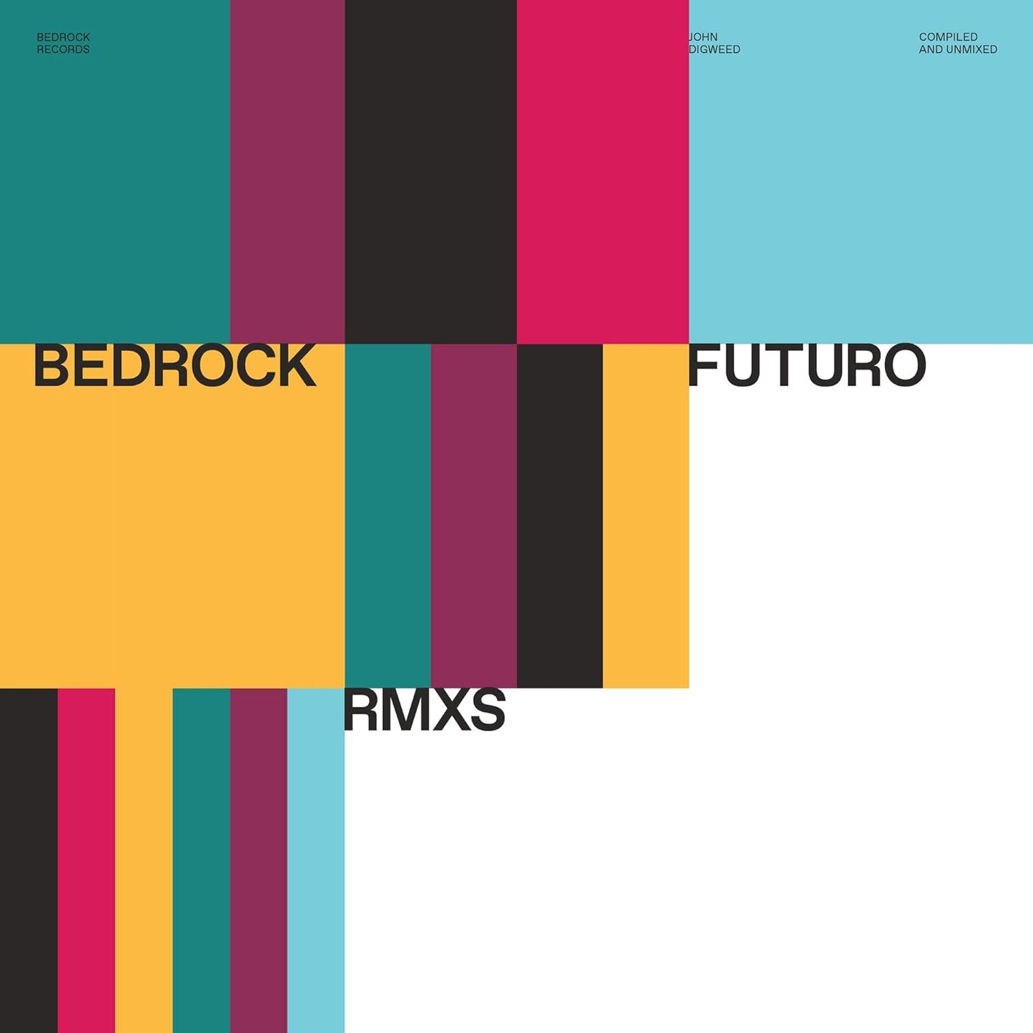 CD cover for John Digweed’s “Futuro Remixed” with colorful geometric blocks.