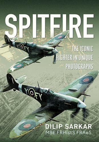 Book cover featuring two green and grey Spitfire fighter planes in flight.