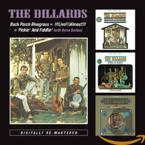 CD cover for The Dillards’ “Back Porch / Live / Pickin” featuring musicians.