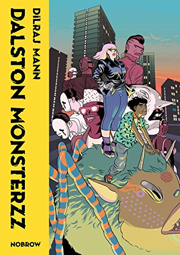 Colorful illustration of diverse people and creatures in a city setting.