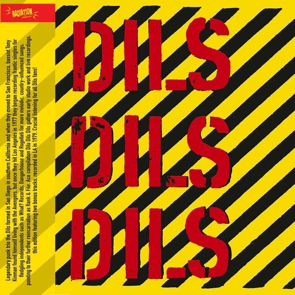 CD cover for "Dils" with bold black text on a yellow and black striped background.