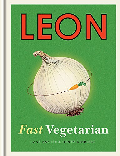 Cookbook cover: "Leon: Fast Vegetarian" with onion and carrot illustration.