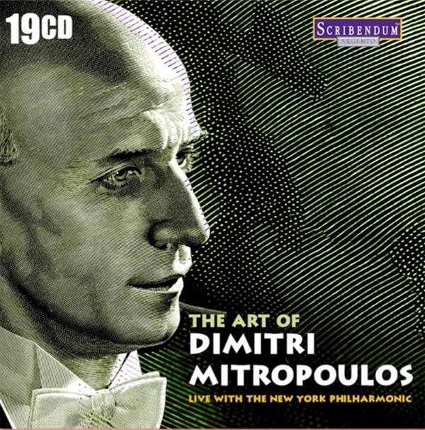 CD cover featuring a portrait of conductor Dimitri Mitropoulos in grayscale.