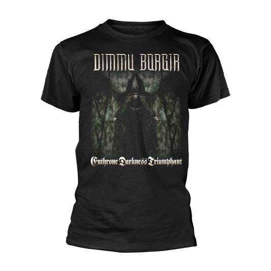 Black t-shirt with album artwork for Dimmu Borgir’s “Enthrone Darkness Triumphant.”