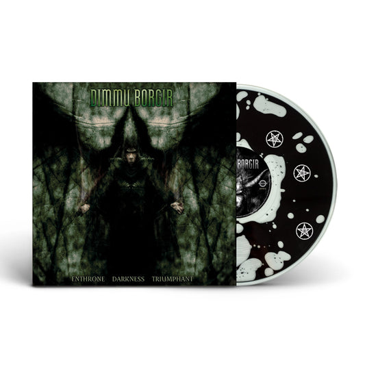 Dimmu Borgir album cover and vinyl record with pentagram designs.