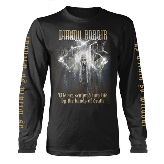 Black long-sleeve shirt with Dimmu Borgir band logo and skeletal figure.