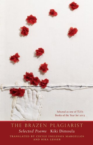 Book cover showing red carnations, a white handprint, and barbed wire on white background.