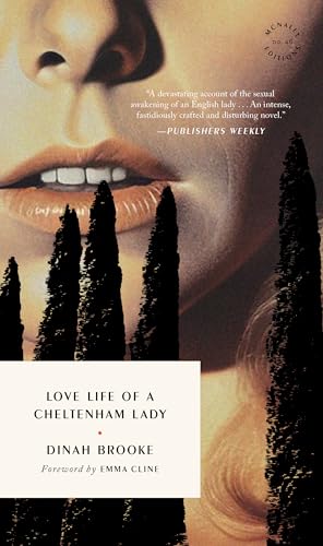 Book cover showing a close-up of a woman's face behind dark cypress tree silhouettes.