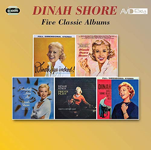 CD cover for Dinah Shore Five Classic Albums featuring five vintage album art portraits.