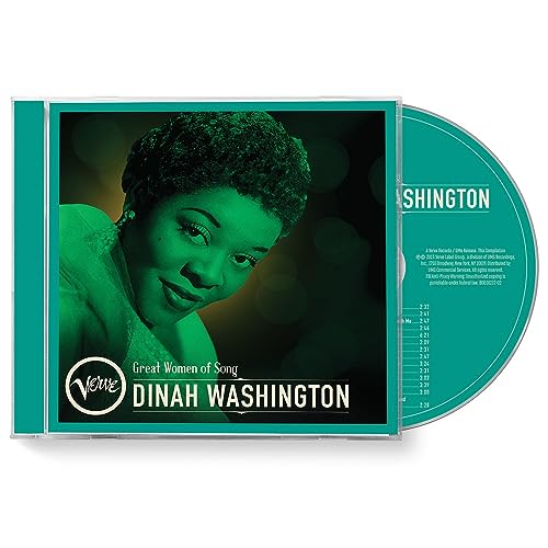 CD case featuring a teal portrait of Dinah Washington, with tracklist details.