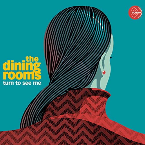 CD cover: woman’s back with striped hair, teal and red design.
