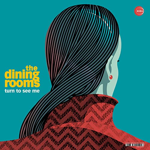 Vinyl record cover: woman’s back with striped hair, teal background.