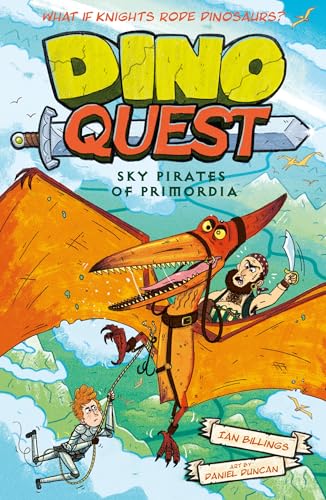 Book cover: a pirate riding a pterodactyl, with a boy below.
