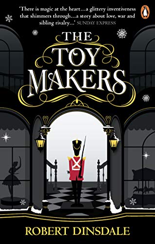 Book cover featuring a toy soldier standing in a shop entrance with gold lettering.