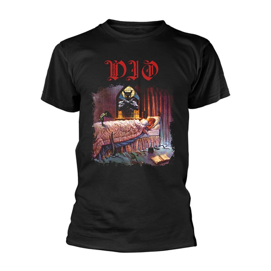 Black t-shirt with "DIO" logo and fantasy illustration.