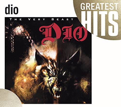 Dio album cover with a monster's face and gold accents on a white background.