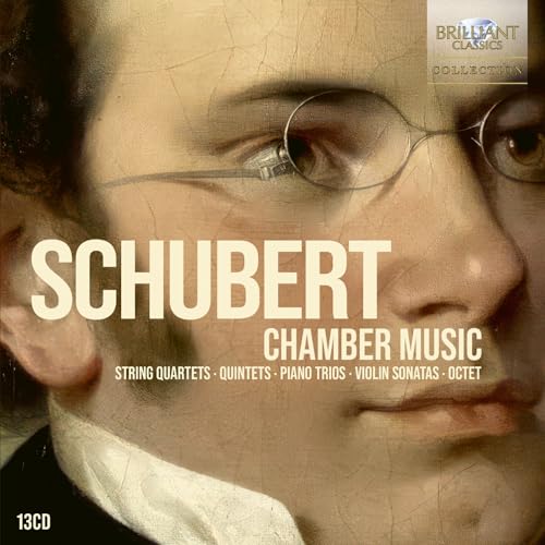 CD cover featuring a portrait of Franz Schubert and text: "Schubert Chamber Music".