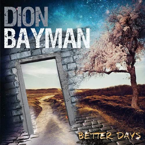 "Album cover with a stone doorway leading to a serene landscape."