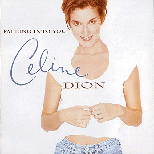 Celine Dion album cover, “Falling Into You,” featuring a portrait of the singer.
