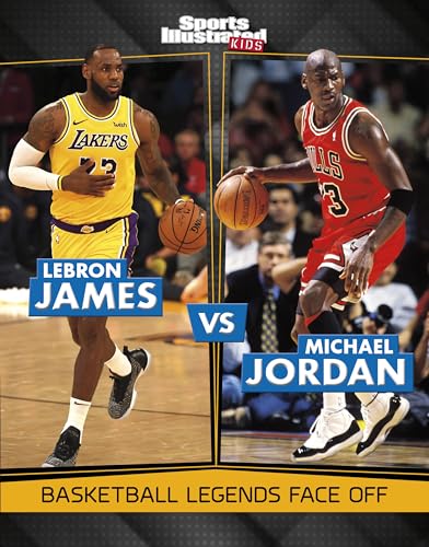 LeBron James and Michael Jordan in basketball action, split screen cover.