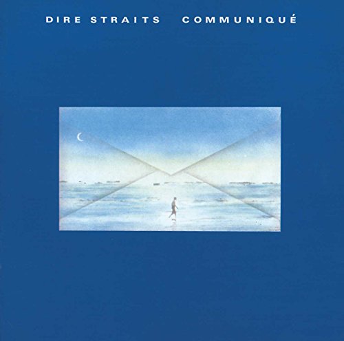 Dire Straits "Communique" CD cover: blue background, lone figure on beach.
