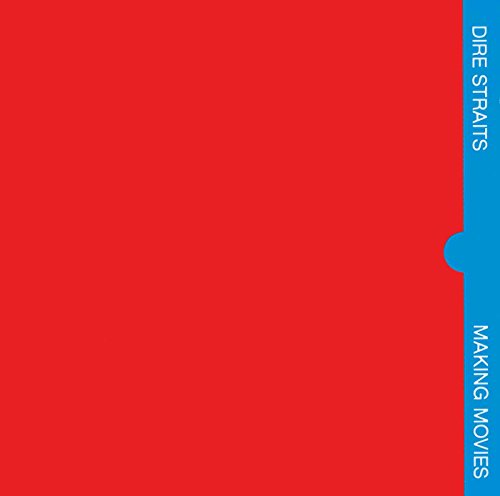 Red album cover for Dire Straits’ “Making Movies” with blue text.