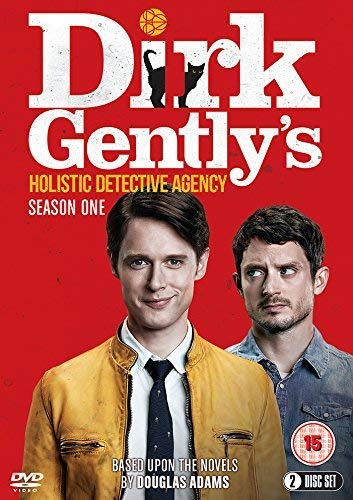 DVD cover of "Dirk Gently: Season One" featuring two men on a red background.