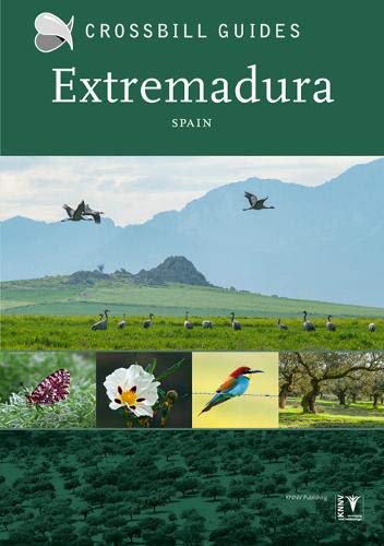 Book cover featuring Extremadura, Spain landscapes, birds, insects, and flora.