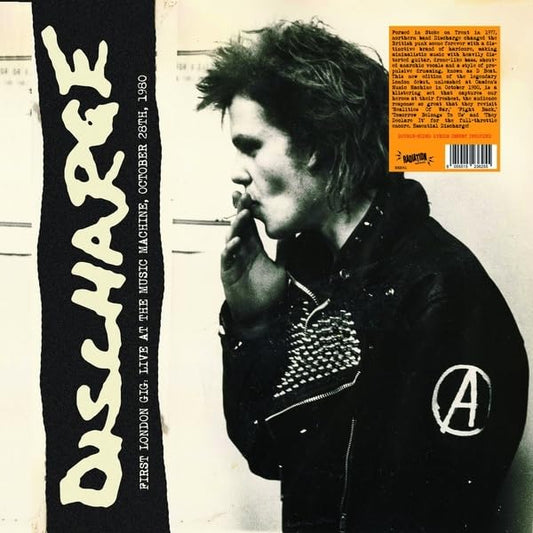 Vinyl record cover for Discharge’s 1980 London gig at The Music Machine.