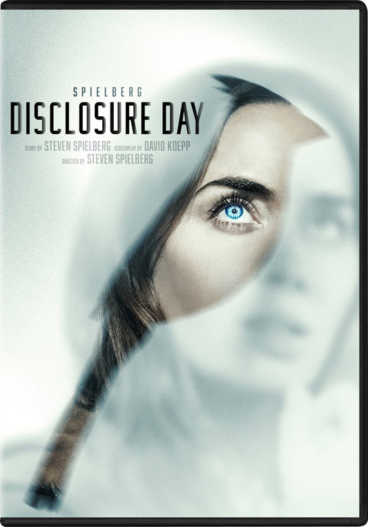 Disclosure Day" DVD cover featuring a close-up of a woman’s intense gaze.