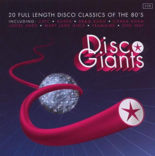 Disco Giants Vol. 1 CD cover featuring a disco ball and a pink ribbon.