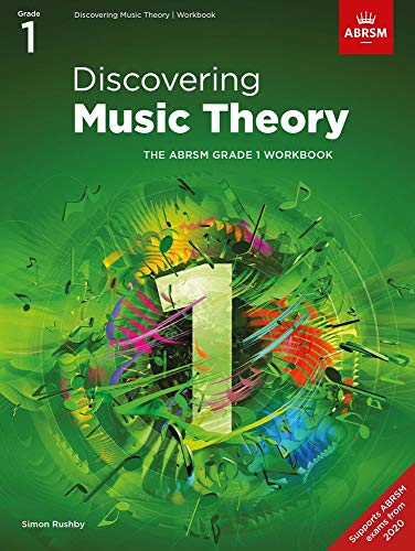 Workbook with music theory exercises, likely paperback, for ABRSM Grade 1 music students.