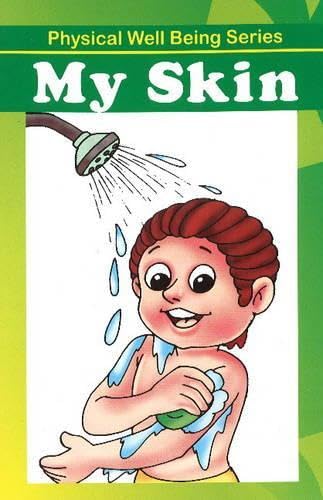 Book cover: cartoon child showering, titled "My Skin.