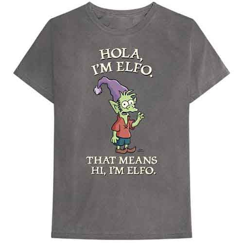 Charcoal grey t-shirt with Elfo from Disenchantment and text.