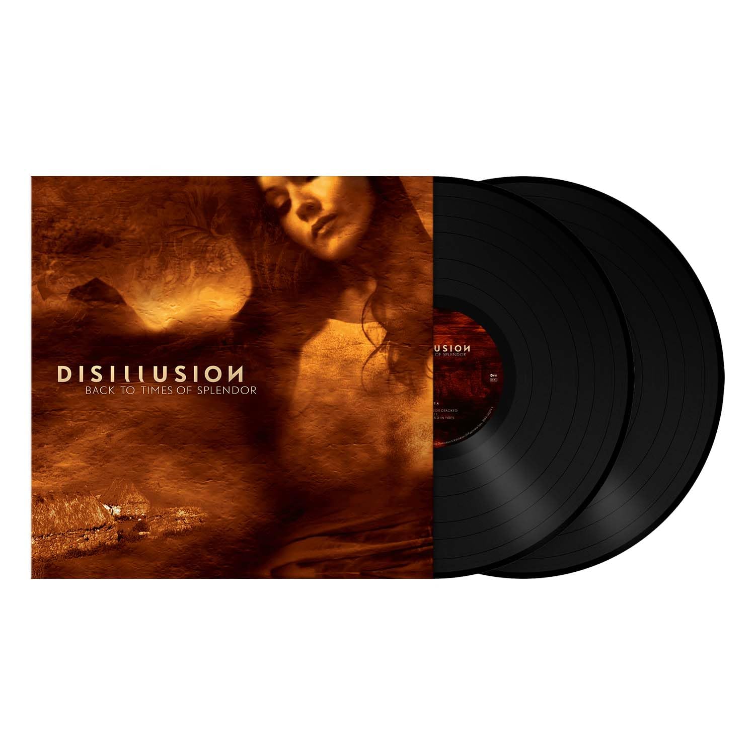 Vinyl record of Disillusion’s “Back To Times Of Splendor” with artwork of a woman.