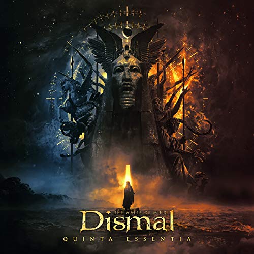 "Dismal - Quinta Essentia" CD cover featuring a person standing before a large stone statue.