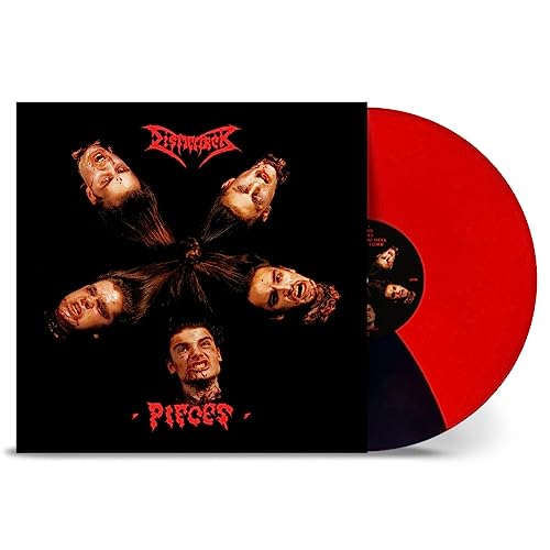 Dismember "Pieces" vinyl record with album cover and red disc.
