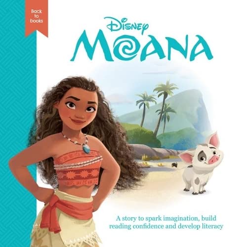 Disney’s Moana book cover featuring Moana, Pua, and a tropical island.