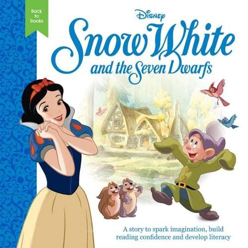 Disney Snow White and the Seven Dwarfs book cover with Snow White and Dopey.