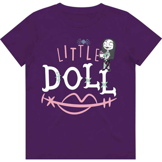 Girl's pale blue t-shirt featuring a small, styled "Nightmare Before Christmas" doll graphic.